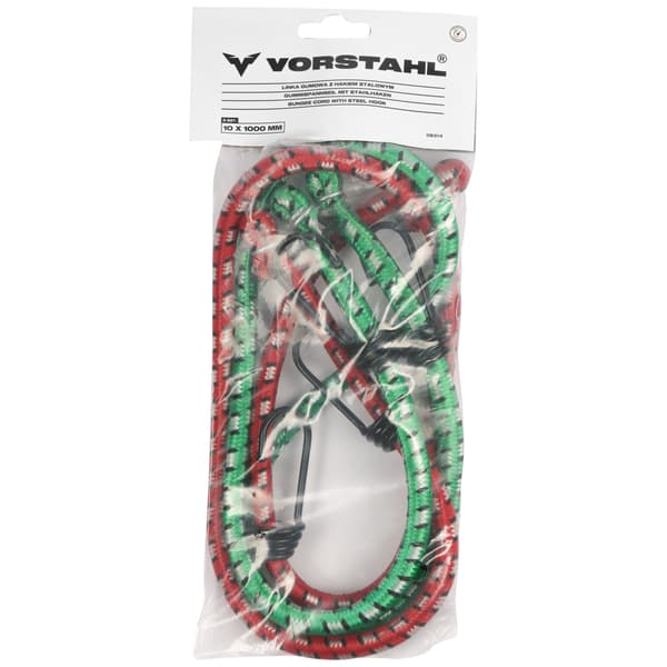 Gummilina med stålkrok, 2-pack, 10x2000mm, Vorstahl