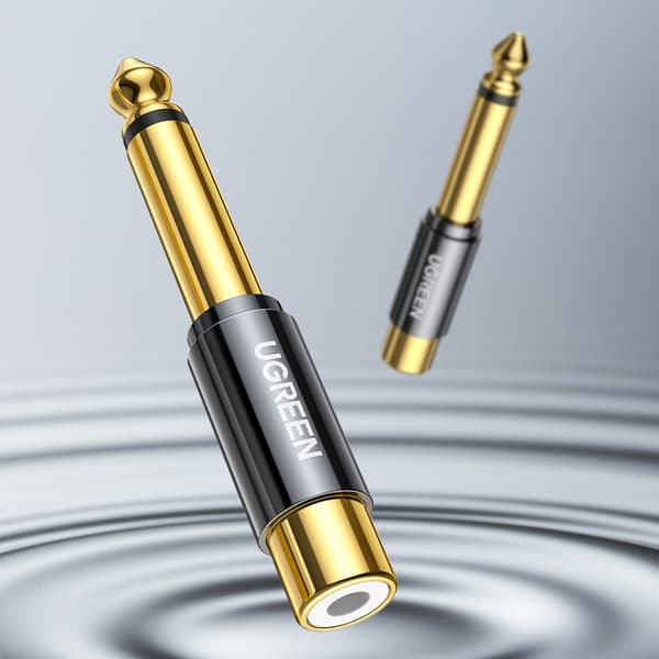 6,35 mm han- til RCA-hun-adapter med guldstik
