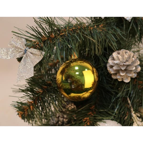 Sæt med fire farvede plastbolde - blå, rød, guld, sølv, 6 cm