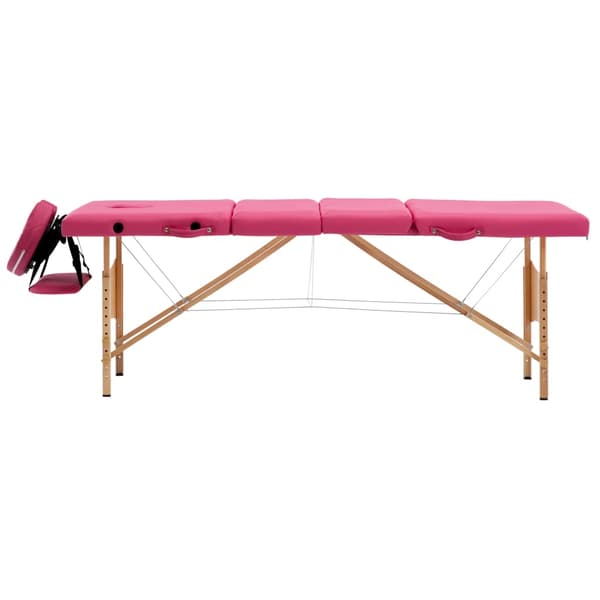vidaXL foldbart massagebord 4-zoner træ pink