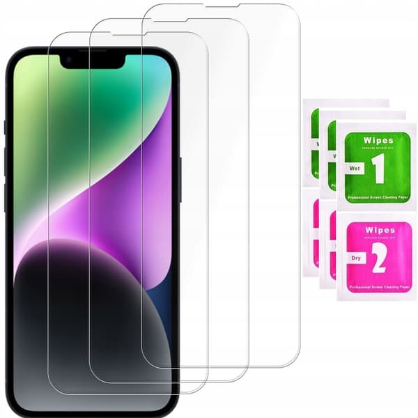 3x Härdat glas för Apple iPhone 14, 9H glas | 3-pack