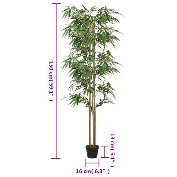 vidaXL Konstgjord bambu, 988 blad, 150 cm, grön