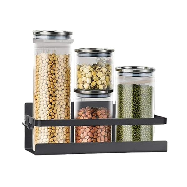 MAGNETISK KØLESKABSHYLDE KRYDDERIERORGANIZER 4 KROGE SORT