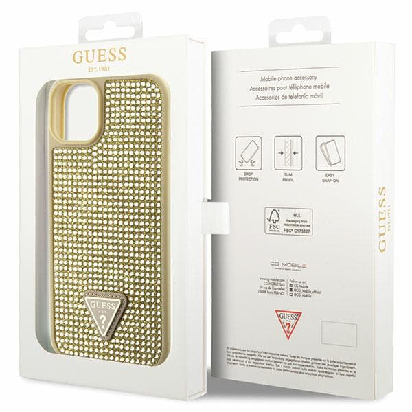 Guess Strass Triangelfodral till iPhone 14, Guld