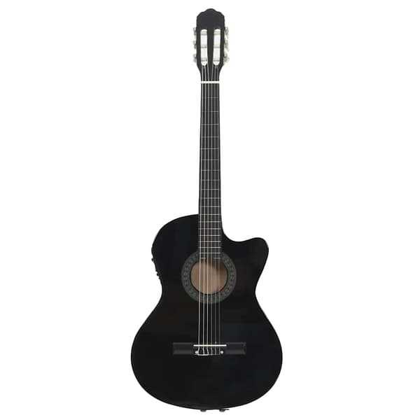 vidaXL Klassisk gitarr med cutaway, 6 strängar och equalizer, svart