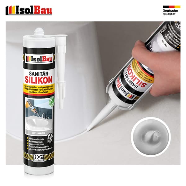 IsolBau Sanitær Silikone Lysegrå Sanitær Silikone 20 x 300ml