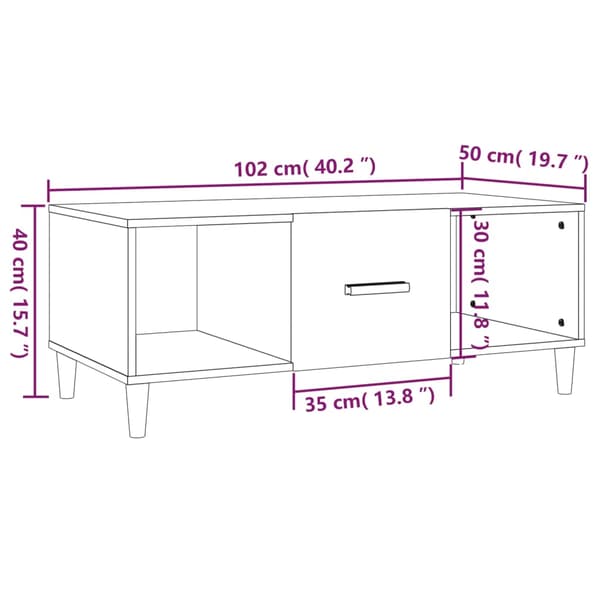 vidaXL Soffbord, Vitt, 102x50x40 cm, Träbaserat Material