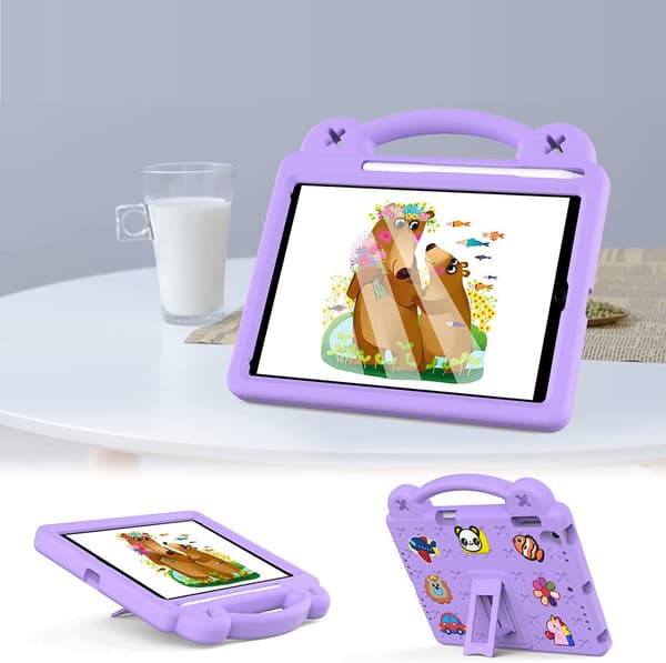 Etui til iPad 9,7" 2018/2017 (6./5. generation) / Pro 9,7" 2016, Søde mønstre, med stativ, Lilla