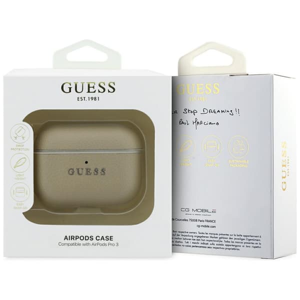 Guess Grained Classic Logo Hook-etui til AirPods Pro 3 i guld