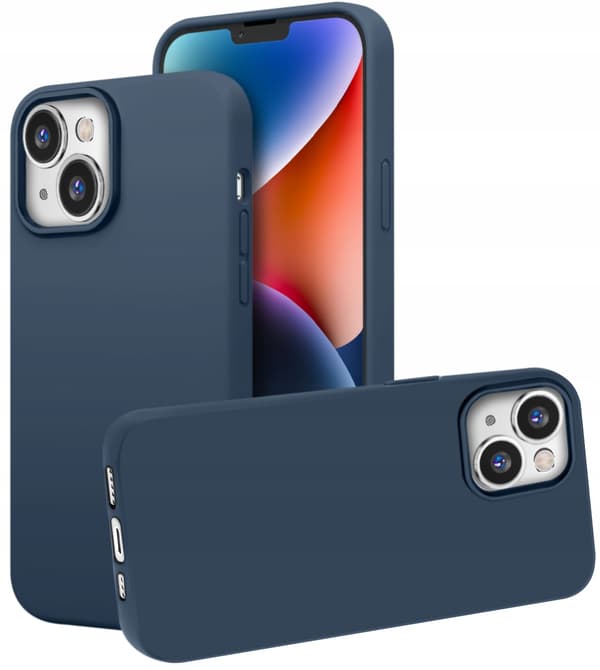 MAT MARINEBLÅ BAGSIDERET ETUI til Apple iPhone 14 + 9H GLAS