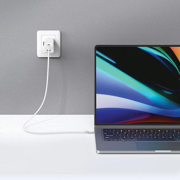 USAMS 2xUSB-C+1xUSB 65W (kun hoved) GaN PD3.0 +QC3.0 Hurtigopladning Sort