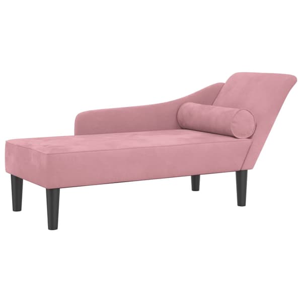 vidaXL Schäslong med kuddar, rosa, klädd i sammet