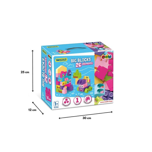 Big Blocks 26-delte lyserøde byggeklodser 41590