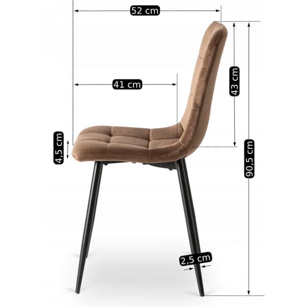 Klädd matstol PERU brun sammet modern loft