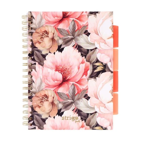 Notesblokke B5/100K ternede blomster beige