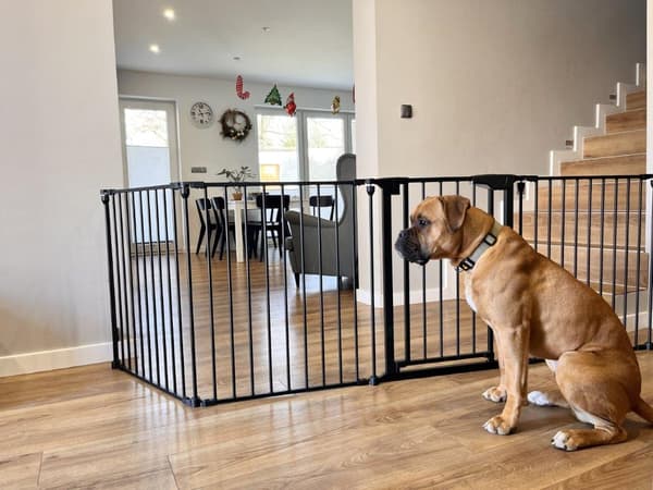 Universell sikkerhedsbarriär op til 331 cm til hunde og katte - sort loft, solid, stål, holdbar