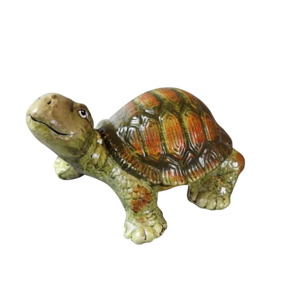 Grøn Keramik Skildpadde - Dekorativ Figur 11x16cm