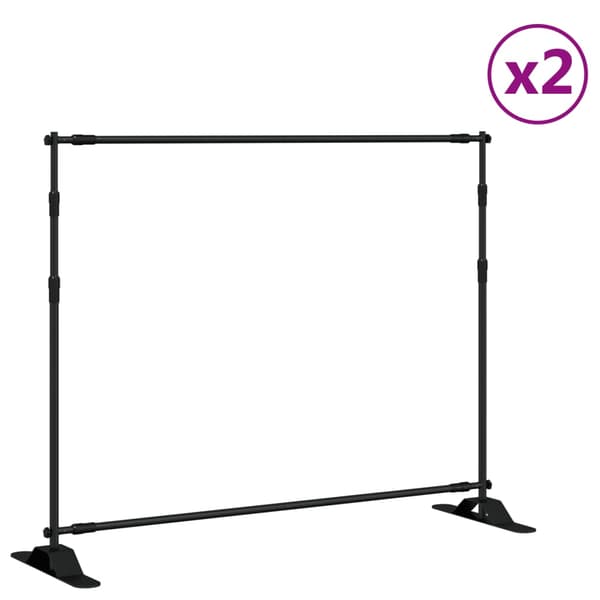 vidaXL baggrundsstativer, 2 stk., sort, 254x243 cm, stål