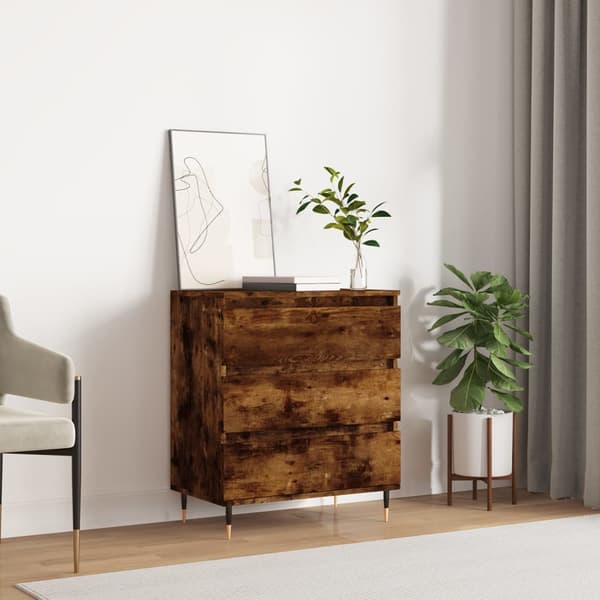 vidaXL kommode, røget eg, 60x35x70 cm, træbaseret materiale