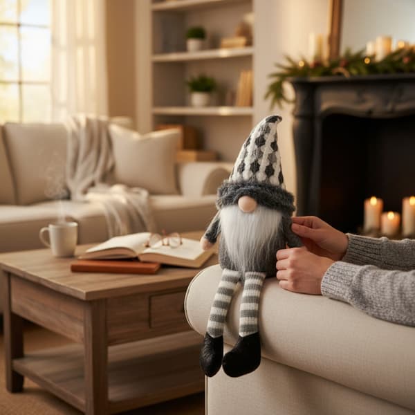 Jule Dværg Gnome Julekugle Gave 23 cm GRÅ