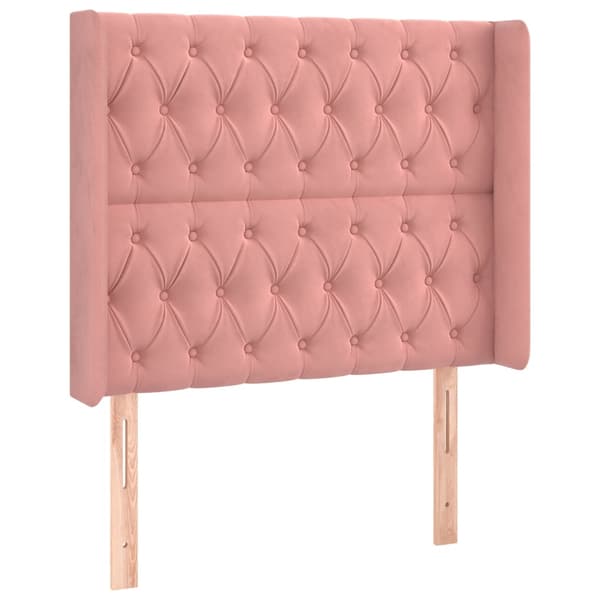 vidaXL Vingad nackstöd rosa 103x16x118/128 cm sammet