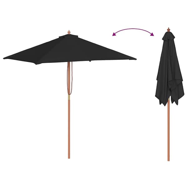 vidaXL haveparasol med træstang, sort, 150x200 cm