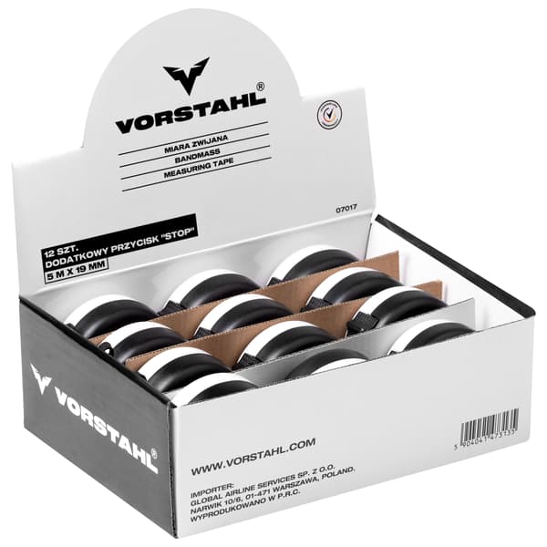 Teräsmittanauha lukolla 2x”STOP” 7.5mx25mm Vorstahl