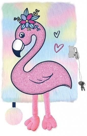 Dagbok med hänglås A5/96K 3D Flamingo