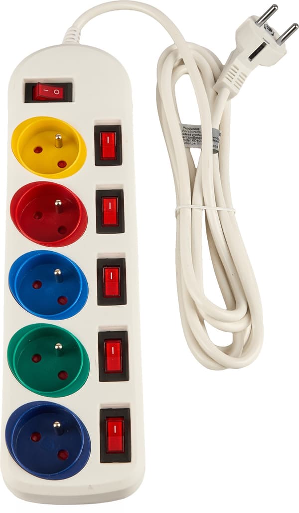 Forlængerledning 3m 5 stikkontakter KD4001