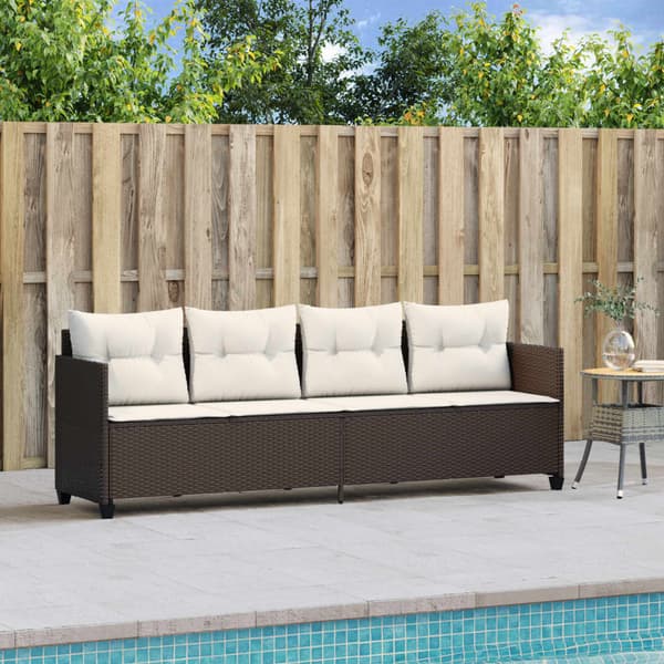 vidaXL dagseng med hynder, brun, polyrattan
