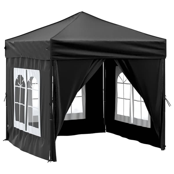 vidaXL foldbart festtelt med sider sort 2x2 m