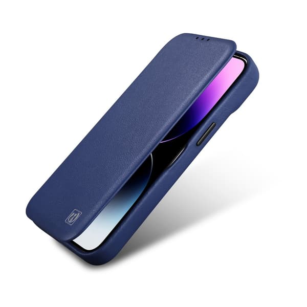 iPhone 14 Plus Magnetiskt Flip Läderfodral MagSafe CE Premium Läder Blå