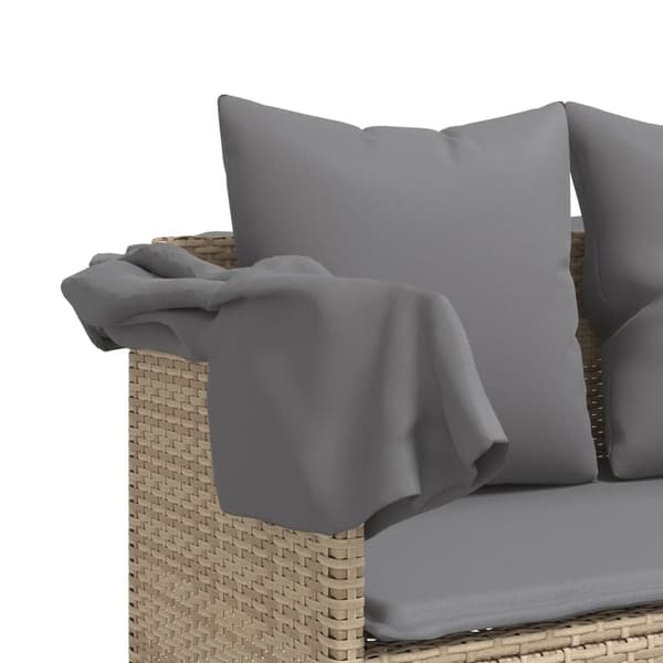 vidaXL Dagbädd med kuddar, beige, polyrotting