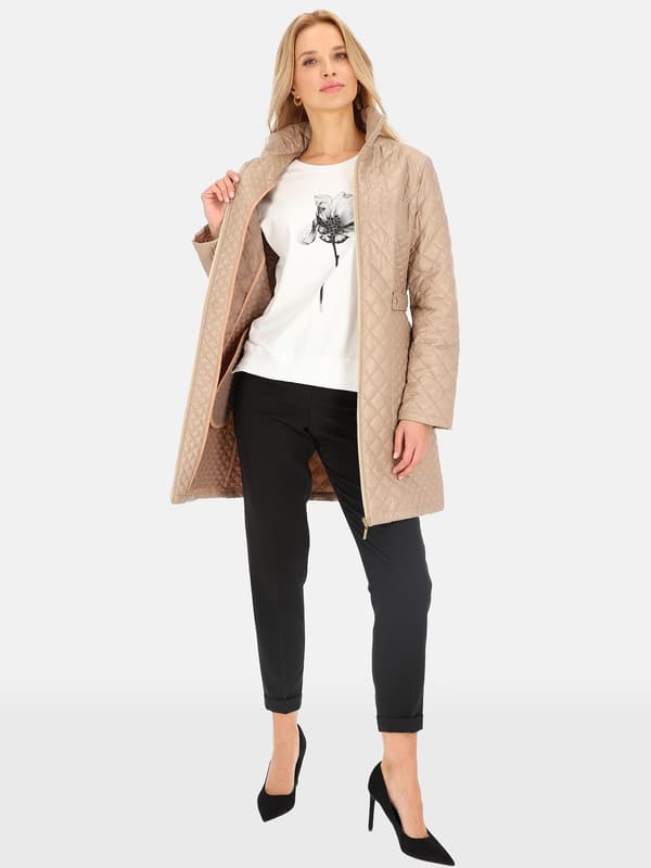 ELEGANT QUILTET DAME-OVERGANGSFRAKKE