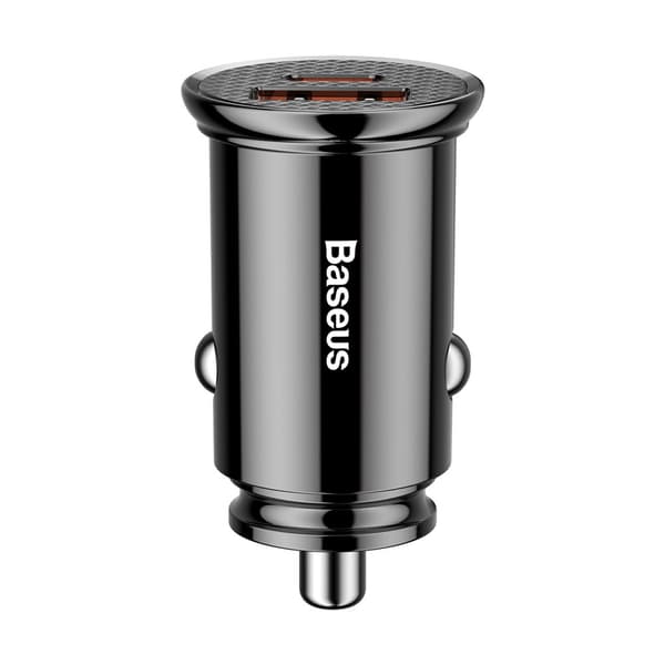 Smart biloplader med USB- og USB-C QC PD-porte, sort