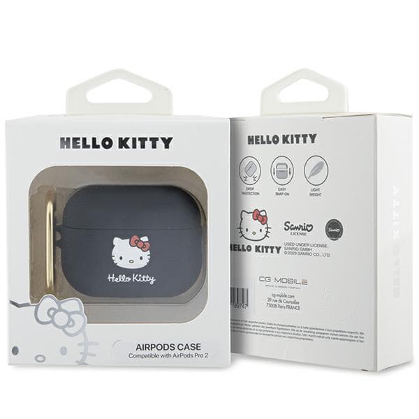 Hello Kitty Silikone 3D Kitty Hovedcover til Airpods Pro 2, Sort