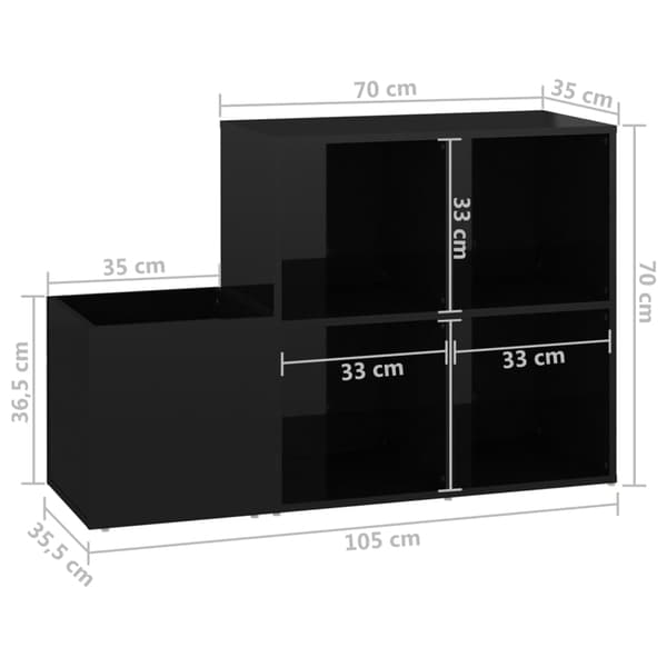 vidaXL skoskab blank sort 105x35,5x70 cm