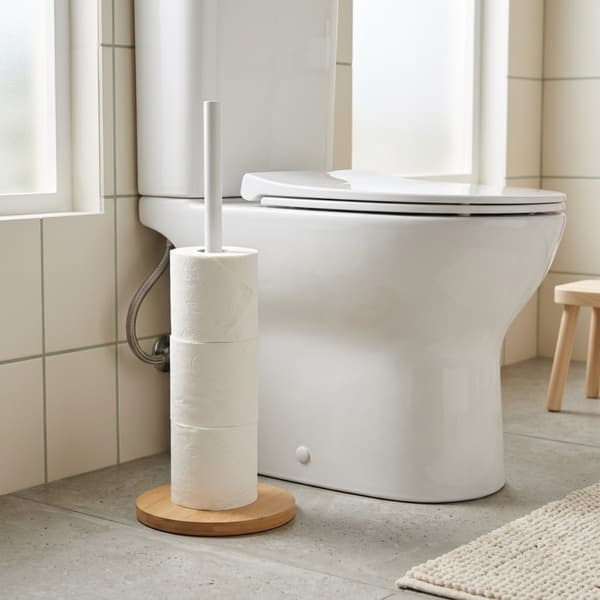 Valkoinen bambuinen wc-paperiteline