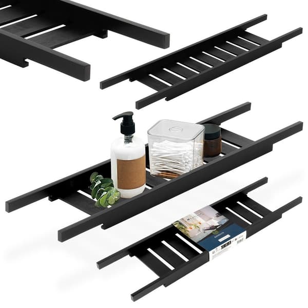Bambu badkarshylla svart 68 cm
