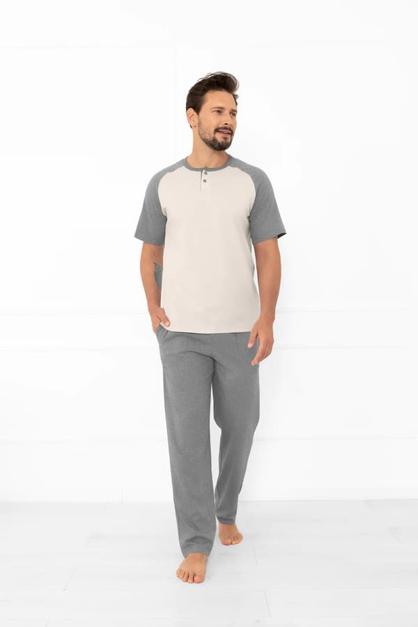Aleksander miesten pyjama, lyhythihainen, pitkät housut M