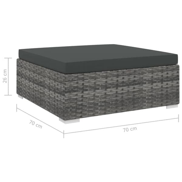 vidaXL Modulaarinen jalkarahi tyynyllä, 1 kpl, polyrottinki, harmaa