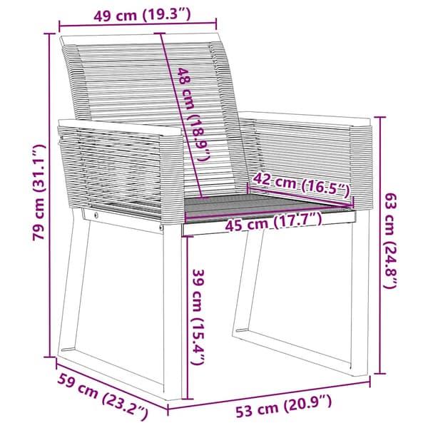 vidaXL havestole, sæt med 2, sort, polyrattan