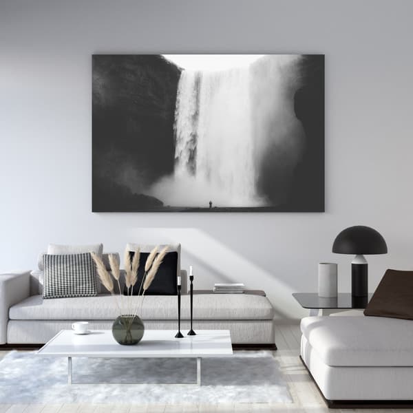 Canvastavla Svartvitt vattenfall 100x60 cm