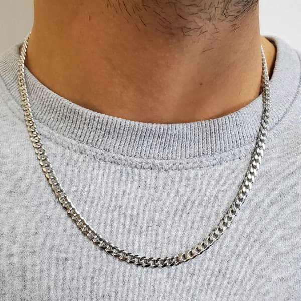 Silver Herrkedja 925 SILVER Kedja 4mm Diamant + GRATIS