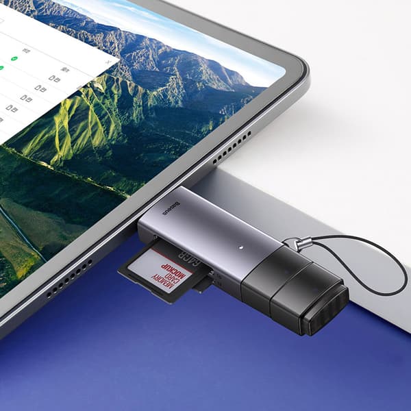 SD TF USB-A USB-C minneskortläsare - Grå