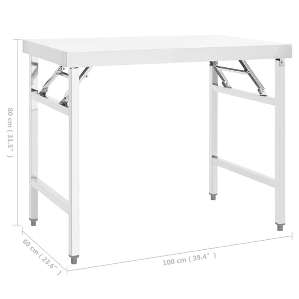 vidaXL foldbart køkkenbord 100x60x80 cm rustfrit stål