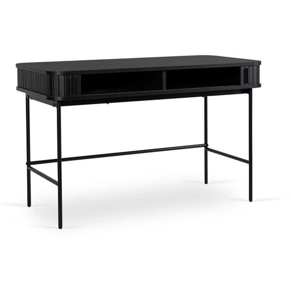 TRISH Udtrækbart skrivebord 120 cm sort riflet moderne loft