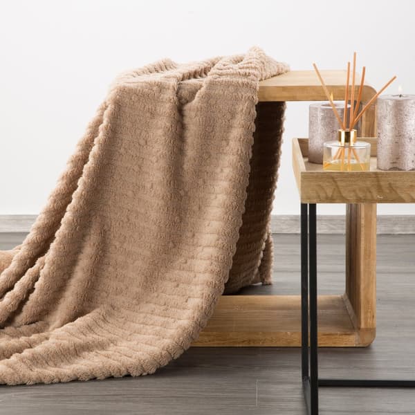 Rævetæppe beige 130x170 striber