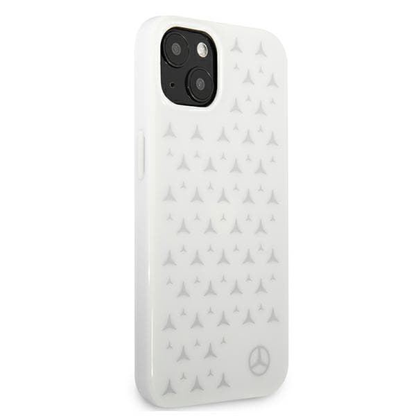 Mercedes sølvstjernemønster-cover til iPhone 13, hvid