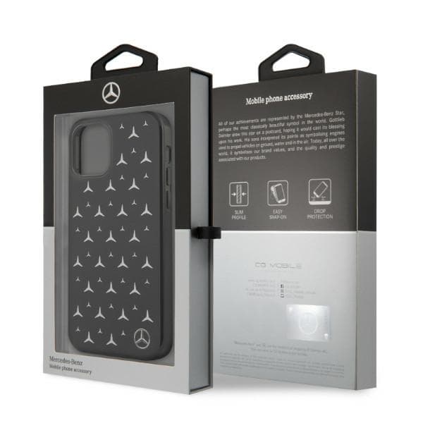Mercedes Sølv Stjerne Mønster Etui til iPhone 12 Pro Max, Sort